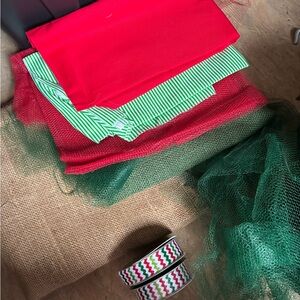 Festive Fabric and Ribbon Set with misc tulle
